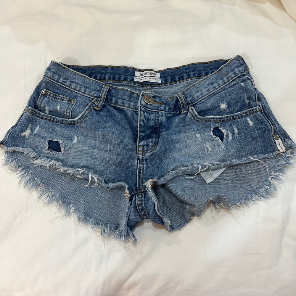 One Teaspoon Bonitas Distressed Denim Jean Shorts Frayed Size